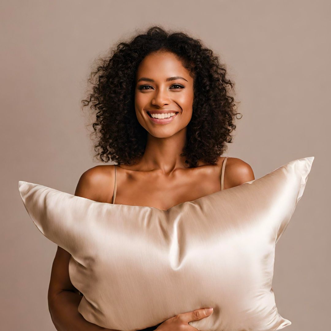 Taie d'oreiller en soie beige