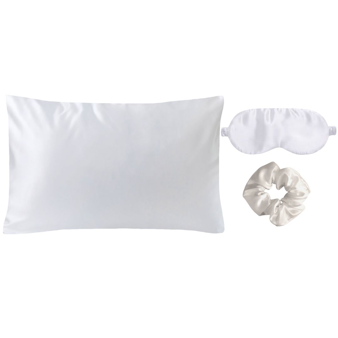 Pack sommeil - Taie d'oreiller en soie avec zipper + masque grand modèle + chouchou - 19 mommes