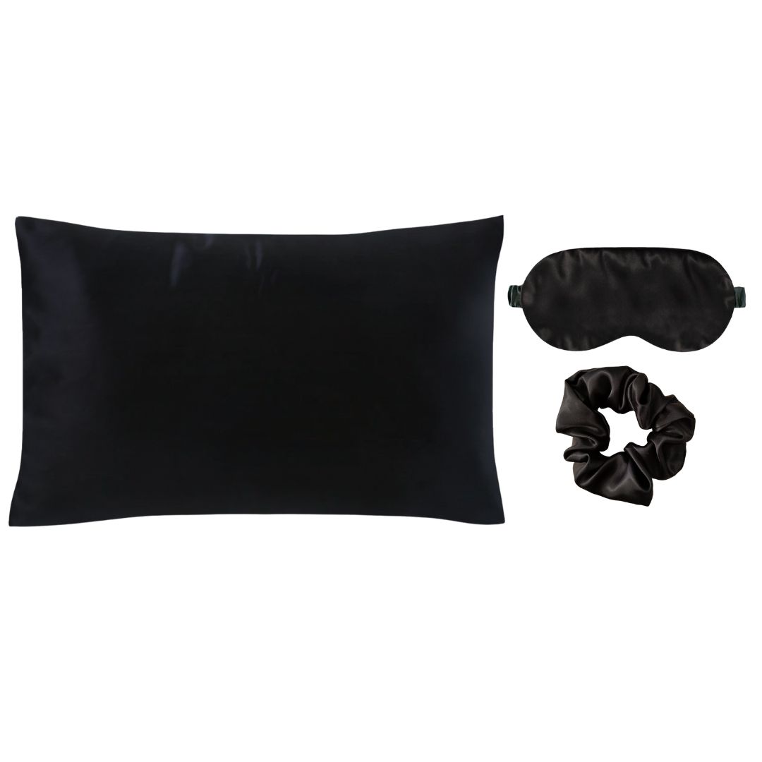 Pack sommeil - Taie d'oreiller en soie avec zipper + masque grand modèle + chouchou - 19 mommes