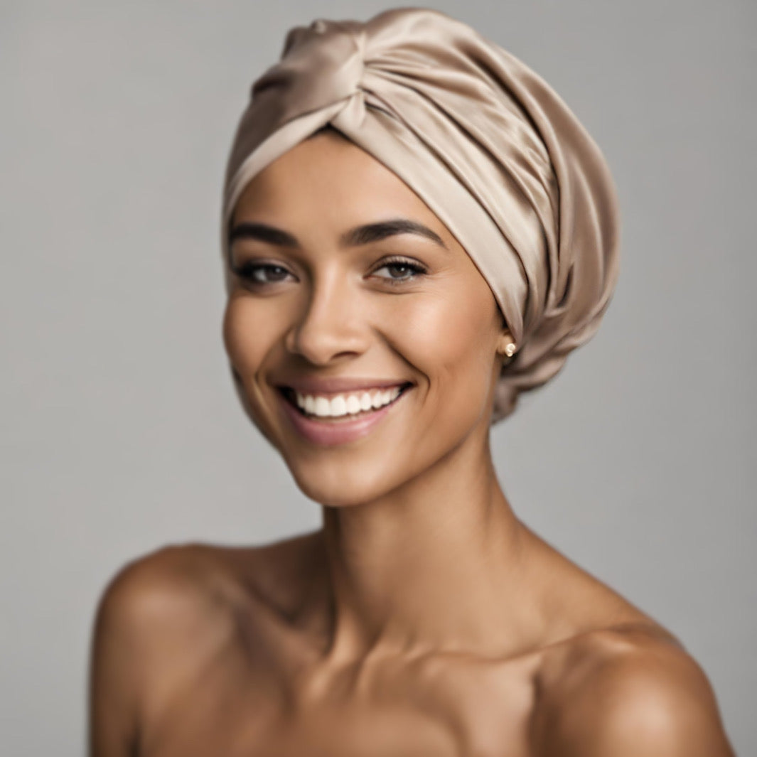 BONNET DE NUIT PURE SOIE DOUBLE COUCHE 22 MM TURBANA 6  REF. CKB11 - 5B42