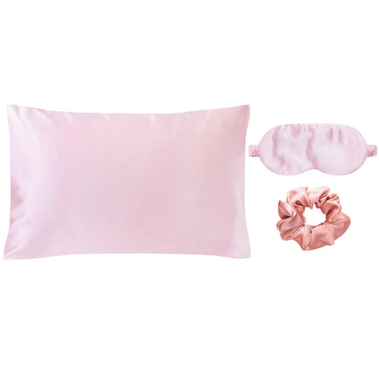 Pack sommeil - Taie d'oreiller en soie avec zipper + masque grand modèle + chouchou - 19 mommes